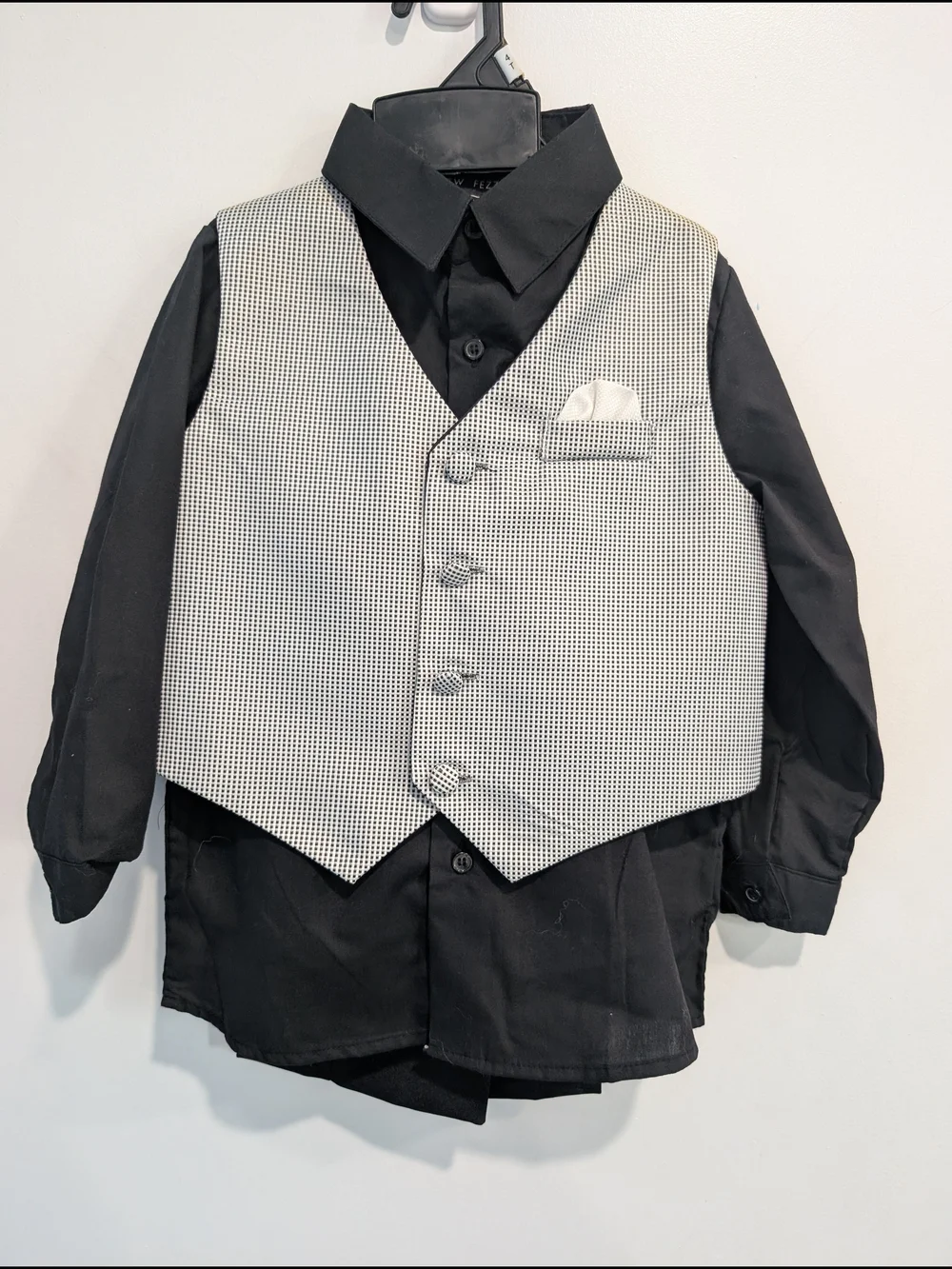 Andrew Fezza Boys Suit White/Black Dress Shirt, Vest & Pants Set Size 4T